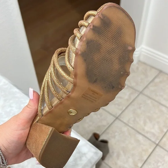 Cecelia New York Chunky Gold Sandal Mules - Picture 10 of 15